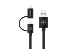Alogic Ladekabel 2in1 USB-C & Micro USB 1m schwarz