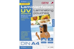 GENIE Laminiertaschen 25 A4 Folien mit UV Schutz 125 Mic.