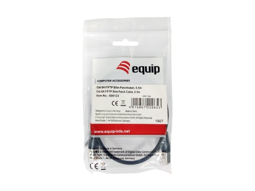 Equip Patchkabel Cat6A SlimFlex F/FTP 0.50m schw.LSZH 2xRJ45 Polybeutel