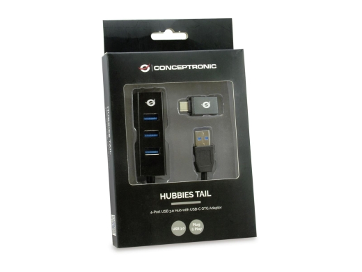 CONCEPTRONIC 4-Port Hub USB-A3.0/-C Adap.->4xA3.0 o.Netz. sw