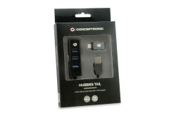 CONCEPTRONIC 4-Port Hub USB-A3.0/-C Adap.->4xA3.0 o.Netz. sw