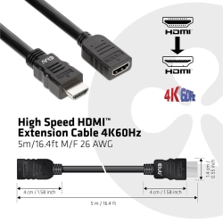 Club3D HDMI-Kabel 2.0 UHD-Verlängerungskabel 5 Meter...