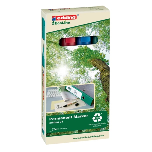 21 Permanentmarker EcoLine - nachfüllbar, 1,5 - 3 mm, sortiert