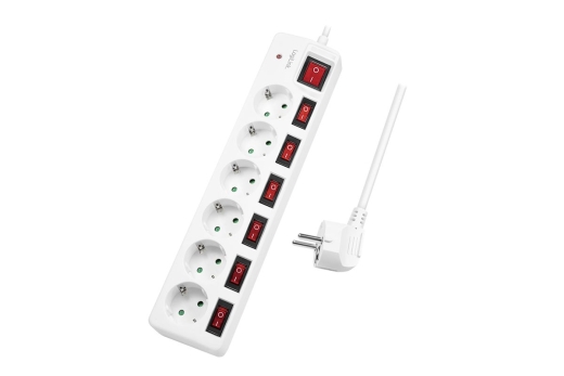Logilink Steckdosenleiste 6-fach,6xCEE 7/3,m. 7Schalter,weiß