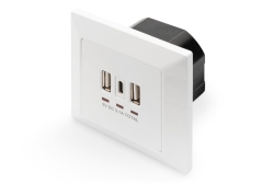 DIGITUS Unterputz Ladedose USB 2x USB A 1x USB Type-C, weiss