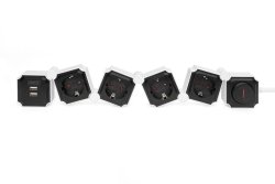 DIGITUS Steckdosenleiste 4x + 2USB, Schalter, Flexibel 1,6m