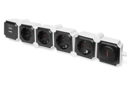 DIGITUS Steckdosenleiste 4x + 2USB, Schalter, Flexibel 1,6m