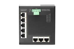 DIGITUS Switch Ind. 8-Port Gigabit Flat Unmanaged schwar