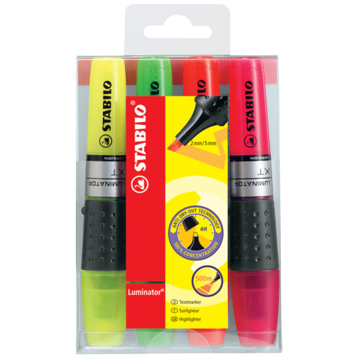 Textmarker - LUMINATOR - 4er Pack - gelb, grün, orange, pink