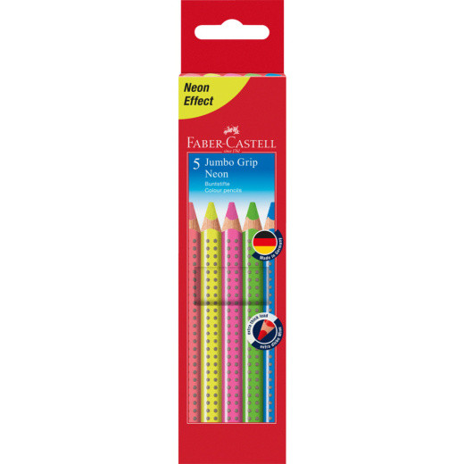 Buntstift Jumbo GRIP Neon - 5 Farben sortiert, Kartonetui