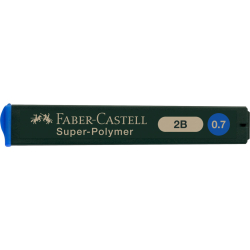 Feinmine SUPER POLYMER - 0,7 mm, 2B, schwarz, 12 Minen