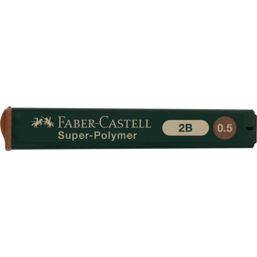 Feinmine SUPER POLYMER - 0,5 mm, 2B, schwarz, 12 Minen