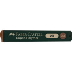 Feinmine SUPER POLYMER - 0,5 mm, 2B, schwarz, 12 Minen