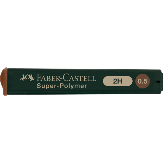 Feinmine SUPER POLYMER - 0,5 mm, 2H, schwarz, 12 Minen