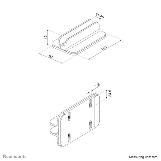 Neomounts NOT-Ständer bis 17 vertical silber
