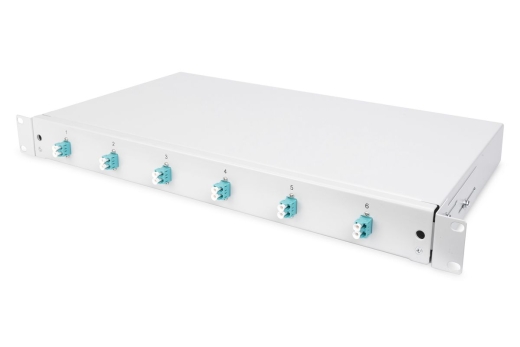 DIGITUS LWL Spleißbox 1HE bestückt 6x LC DX OM3 grau