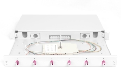 DIGITUS LWL Spleißbox 1HE bestückt 6x LC DX OM4 grau