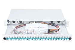 DIGITUS LWL Spleißbox 1HE bestückt 24x LC DX OM3 grau