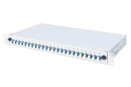 DIGITUS LWL Spleißbox 1HE bestückt 24x LC DX OM4 grau