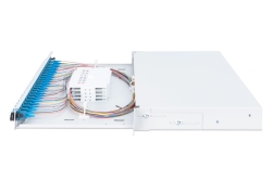 DIGITUS LWL Spleißbox 1HE bestückt 24x LC DX OM4 grau