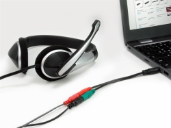 Equip Audiokabel 3.5mm->2x3Pin St/Bu 0.15m schwarz...