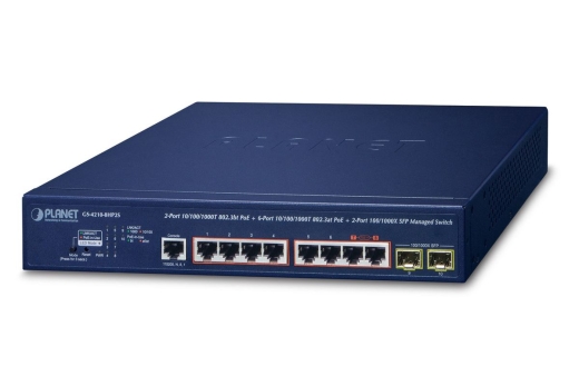 PLANET 2Port GE 802.3bt + 6Port GE 802.3at + 2Port 1000X SFP