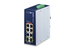 PLANET Industrial 4-Port GE 802.3at + 2 GE + 2 100/1000X SFP