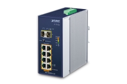 PLANET Industrial 8-Port GE 802.3at PoE + 2 1000X SFP +12V