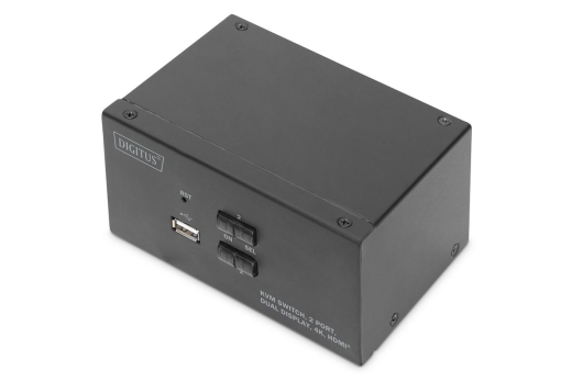 DIGITUS KVM Switch, 2-Port, Dual-Display. 4K, HDMI
