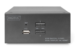 DIGITUS KVM Switch, 2-Port, Dual-Display. 4K, HDMI