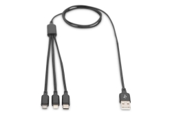 DIGITUS LAK 3in1 USBA+Lightning+MicroUSB->USBC 1m schwarz