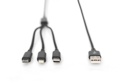 DIGITUS LAK 3in1 USBA+Lightning+MicroUSB->USBC 1m schwarz