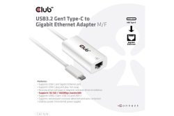 Club3D Adapter USB 3.2 Typ C > RJ45 Gigabit LAN St/Bu retail