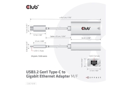 Club3D Adapter USB 3.2 Typ C > RJ45 Gigabit LAN St/Bu retail
