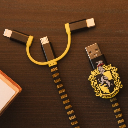 ThumbsUp! Ladekabel Hufflepuff 3in1 Lightning/Micro/USBC