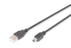 DIGITUS USB 2.0 Anschlusskabel Typ A -mini B St/St 1.8m, sw