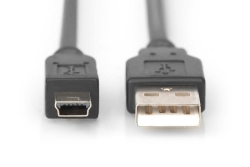 DIGITUS USB 2.0 Anschlusskabel Typ A -mini B St/St 3.0m, sw