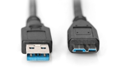 DIGITUS USB 3.0 Anschlusskabel Typ A -mikro B St/St 1.0m, sw