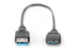 DIGITUS USB 3.0 Anschlusskabel Typ A -mikro B St/St 0.25m sw