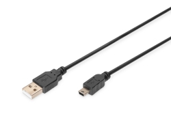 DIGITUS USB 2.0 Anschlusskabel Typ A -mini B St/St 1.8m, sw