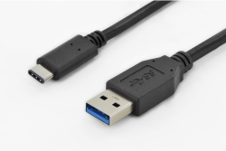 DIGITUS USB 3.0 Anschlusskabel Typ C -A St/St 1.0m, sw