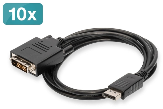 DIGITUS DisplayPort - DVI Adapterkabel, 10er Pack, 2m, sw