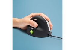 R-Go Maus HE ergonomisch links USB groß schw./silb