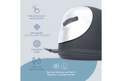 R-Go Maus HE ergonomisch links USB groß schw./silb