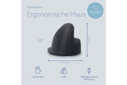 R-Go Maus HE ergonomisch links USB groß schw./silb