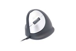 R-Go Maus HE ergonomisch links USB groß schw./silb