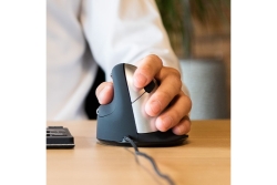 R-Go Maus HE ergonomisch links USB groß schw./silb