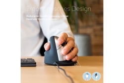 R-Go Maus HE ergonomisch links USB groß schw./silb