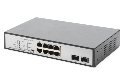 DIGITUS Switch 8-Port Gigabit 180W PoE Unmanaged schwarz