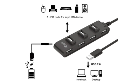 Equip 7-Port USB-A2.0-Hub->7xUSB-A 2.0 480Mbps